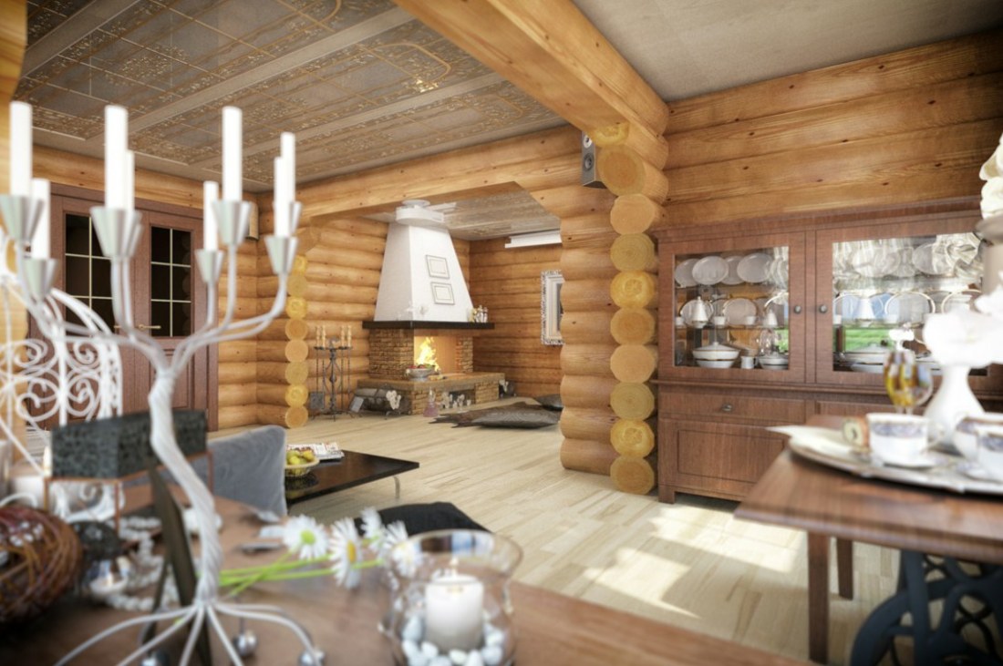 wnętrze domu drewnianego